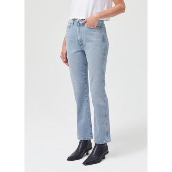 Agolde A095-1141 Pinch Waist High Rise Kick Jeans Riptide Blue Size 28 NWT - Picture 1 of 12